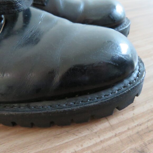 VINTAGE DAYTON Driver Combat Moto Lug Vibram Boots in Black Leather - Picture 3 of 16
